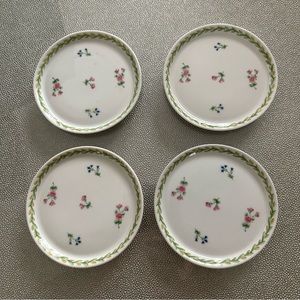 Bernardaud Limoges Vintage Antique Small Floral Tea Plates Fruit Saucer Set of 4